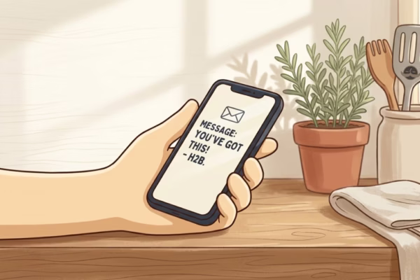 Person pausing before responding to a message on their phone, deciding whether to say yes or no