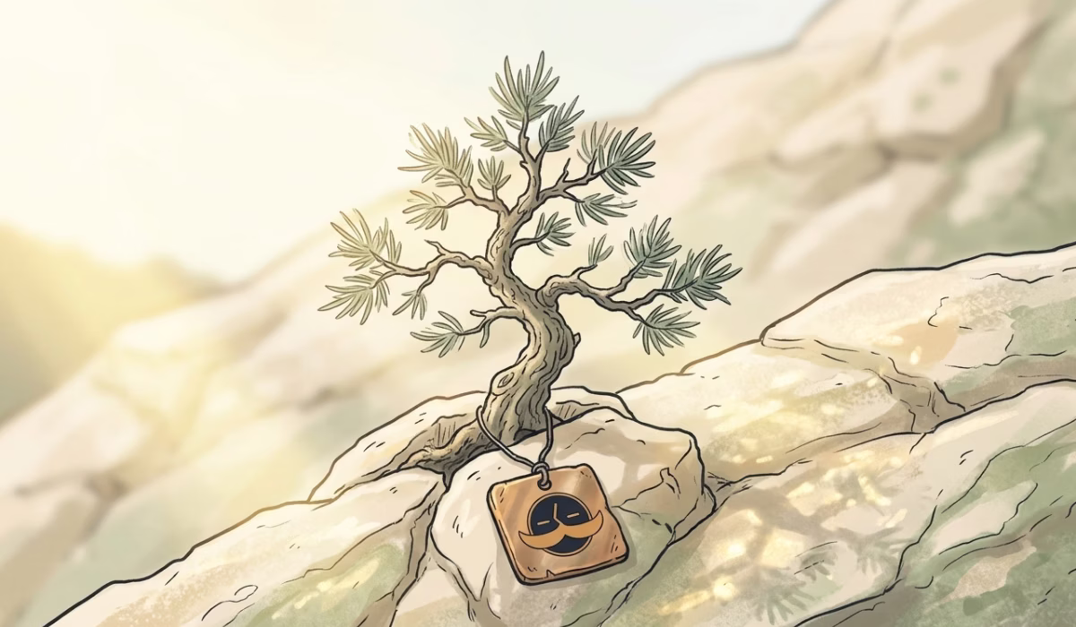 Tiny ancient White Cedar sapling clinging to a rocky cliffside, world's slowest growing tree