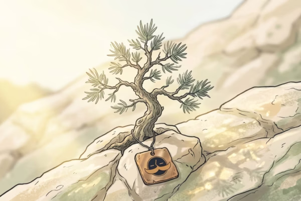 Tiny ancient White Cedar sapling clinging to a rocky cliffside, world's slowest growing tree