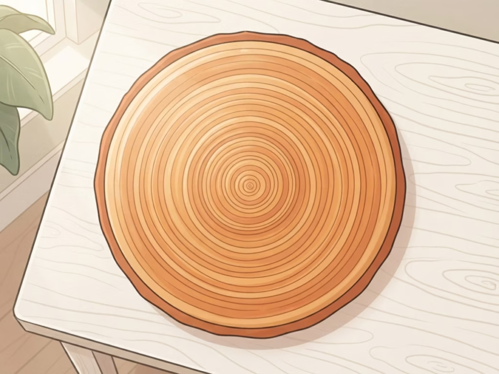 Close-up cross-section of a tree trunk showing dense, tightly packed growth rings