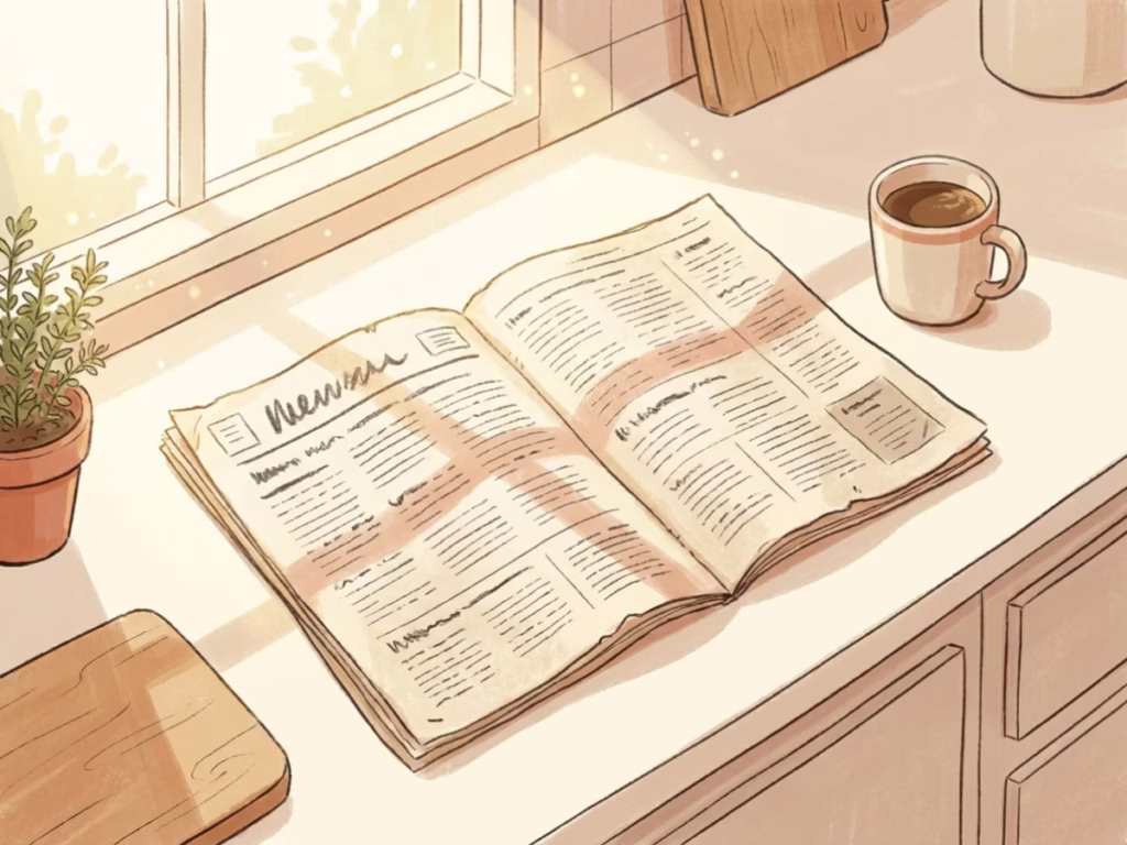 Yellowed vintage sports newspaper page in warm morning light, unprocessed failure sticks longer than it should